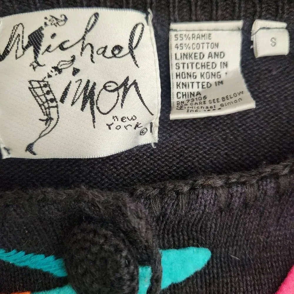 Vintage Michael Simon Sweater Cardigan Small High Heels Pop Art to Wear Embellis - Picture 5 of 5